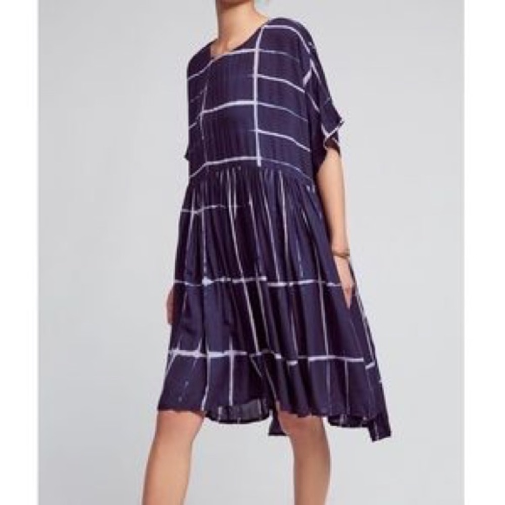 Norblack Norwhite Blue Dyed Swing Dress